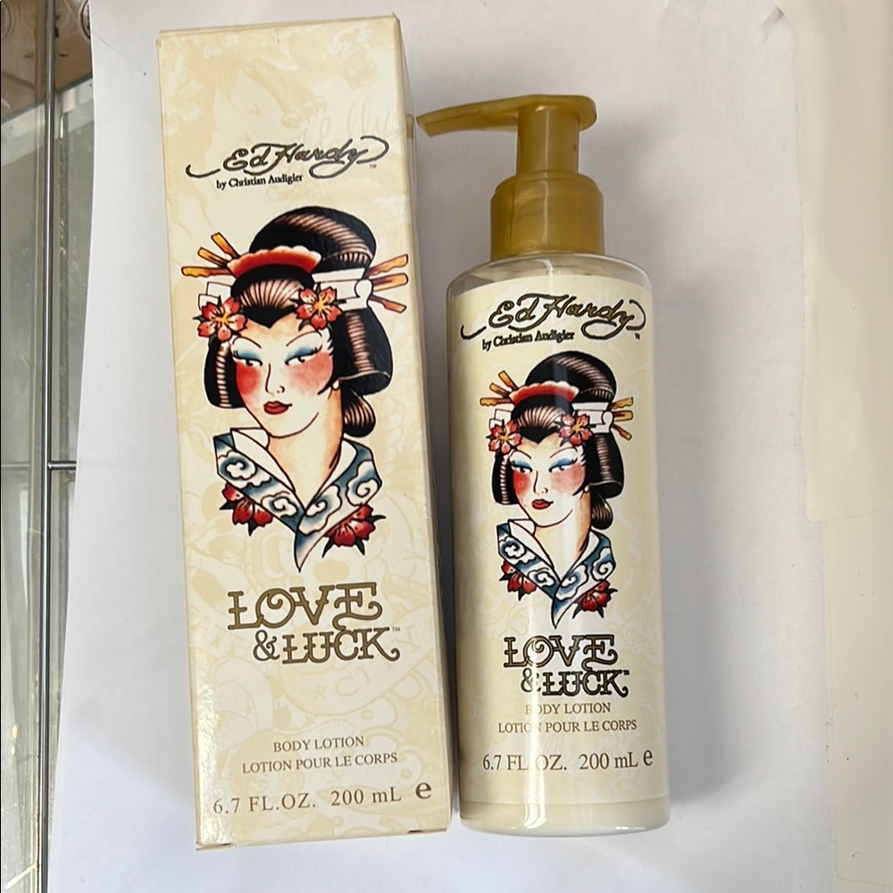 Ed Hardy Love & Luck Body Lotion 6.7 oz - New Dented Box